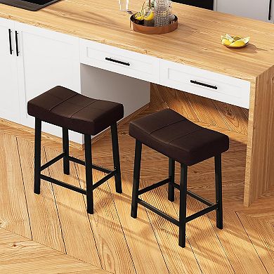 Saddle Bar Stools, Counter Height Barstools with Thickened Cushion