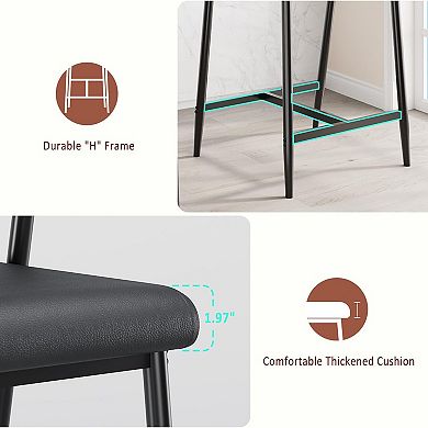 26"" Counter Height Bar Stools Set of 2 with Arms & Wooden Backrest, Comfortable Chairs