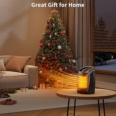 Portable Ceramic Space Heater w/Thermostat, 1500W Indoor Electric Space Heater Fan