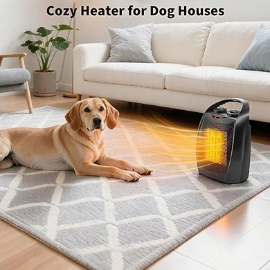 Portable Ceramic Space Heater w/Thermostat, 1500W Indoor Electric Space Heater Fan