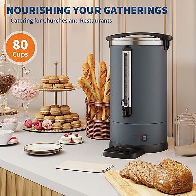 Stainless Steel Coffee Urn 100 Cup Capacity Fast Brew Double Wall Insulation Easy Clean