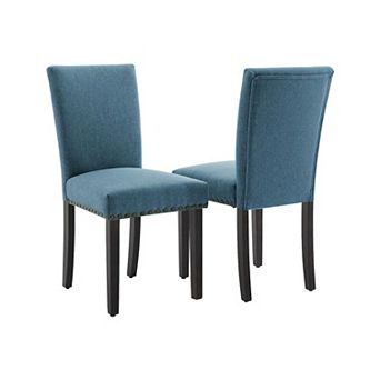 Set of 2 Upholstered Kitchen Chairs with Nailhead Trim and Sturdy Legs, Ergonomic High-Back Chairs
