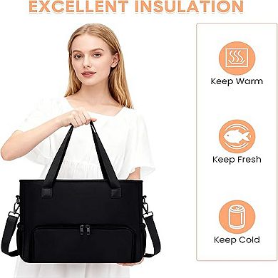 Work Tote Bag,Polyester Work Bag with Insulated Lunch Compartment,Lunch Tote Bag,Laptop Briefcase
