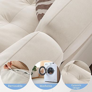 90 in 3 Seater Sofa Counch Velvet Upholstered Oversized Loveseat with Soft Spacious Armrests