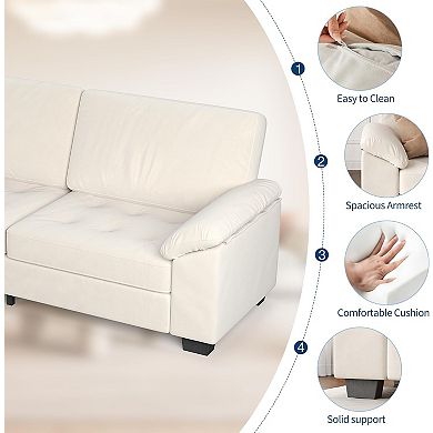 90 in 3 Seater Sofa Counch Velvet Upholstered Oversized Loveseat with Soft Spacious Armrests