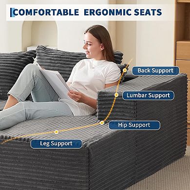 108” Modular Sectional Sofa, Cloud Sectional Couch with L-Shape Chaise,Upholstered Boneless Couches