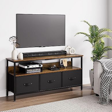 TV Stand with 3 Fabric Drawers for 55 Inch TV