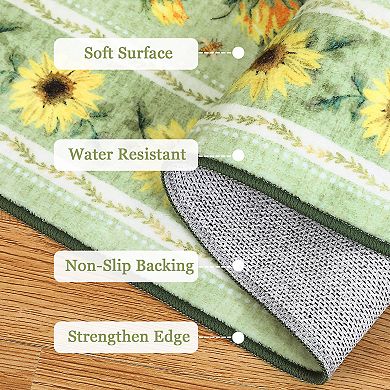 Sunflowers Area Rugs,Boho Floral Botanical Yellow Rug Soft Non-Slip Thin Carpet Modern Abstract Rugs