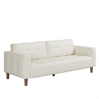 83" Faux Leather 3-Seater Sofa,Spring Cushion Deep Seat with Removable Back Cushion for Living Room