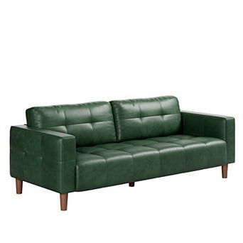 83" Faux Leather 3-Seater Sofa,Spring Cushion Deep Seat with Removable Back Cushion for Living Room