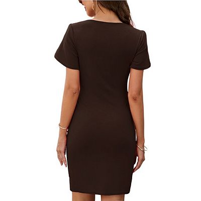 brown bodycon dress short sleeve Shop Brown Bodycon Maxi Dress With Short Sleeves - for Women | OUTZIDR