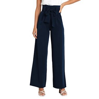 Women's High-Waisted Wide-Leg Stylish Business Casual Pants with Self-Tie Belt