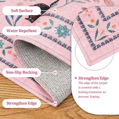 Machine Washable Soft Area Rugs for Living Room, Low Pile Non Slip Bedroom Rug Under Bed Ultra-Thin