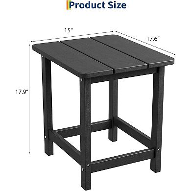 Hush Sun 17" Square HDPE Outdoor Side Table, All-Weather Durable Patio End Table Built to Last