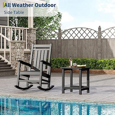 Hush Sun 17" Square HDPE Outdoor Side Table, All-Weather Durable Patio End Table Built to Last