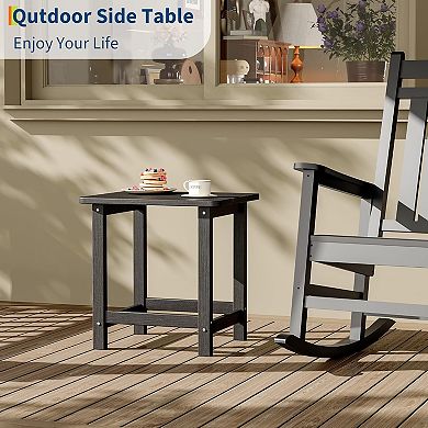 Hush Sun 17" Square HDPE Outdoor Side Table, All-Weather Durable Patio End Table Built to Last
