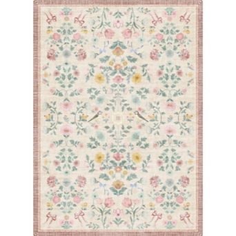 Washable Soft Floral Carpet Area Rugs for Dining Room Home Office Decor,Non Slip & Fade Resistant