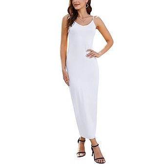 Women's Tight-fitting Slip Long Dresses Sleeveless V Neck Spaghetti Strap Cami Dress