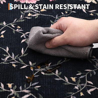 ANIXOL Modern Floral Washable Area Rug