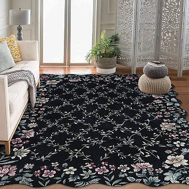 ANIXOL Modern Floral Washable Area Rug