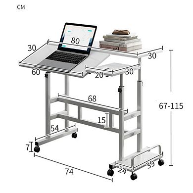 Standing Desk,Portable Rolling Computer Desk,Adjustable Height Mobile Stand Desk,2-Tier Workstation