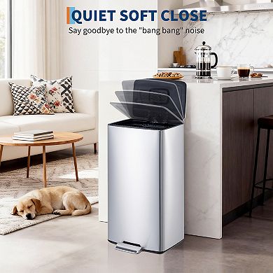 10.6 Gallon Stainless Steel Trash Can with Filter and Removable Bucket