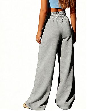 Women's High Waisted Wide Leg Sweatpants, Drawstring Elastic Waist Casual Lounge Pants with Pockets