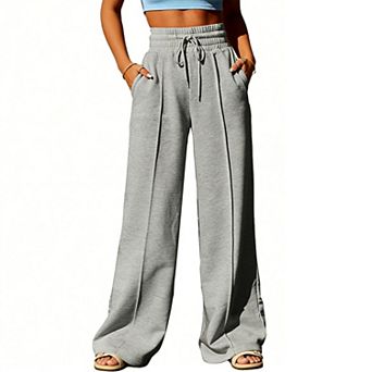 Women's High Waisted Wide Leg Sweatpants, Drawstring Elastic Waist Casual Lounge Pants with Pockets