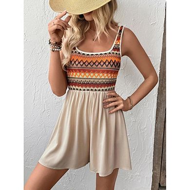 Women's One Piece Romper Square Neck Crochet Knit Sleeveless Flowy Shorts