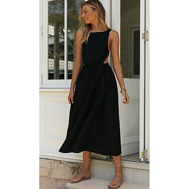 Women's Sleeveless Summer Dresses Wedding Guest Maxi Dresses Backless Maxi Dresses