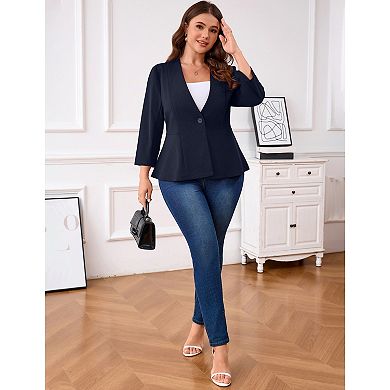 Womens Plus Size Casual Blazer Jacket Long Sleeve Work 0ffice Blazer Open Front Jacket
