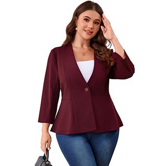 Womens Plus Size Casual Blazer Jacket Long Sleeve Work 0ffice Blazer Open Front Jacket