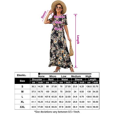 Womens Maternity Dress Short Sleeve V-Neck Ruffle Maxi Dress