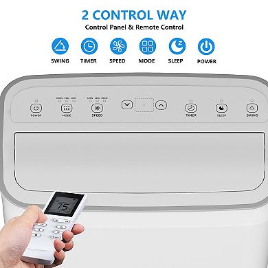 ANIXOL 14,000 BTU Portable AC, 3-in-1 Dehumidifier Fan, Quiet Sleep, Remote, 24H Timer, Window Kit