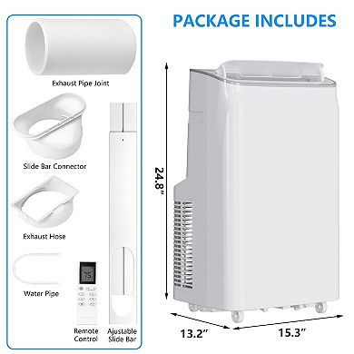 ANIXOL 14,000 BTU Portable AC, 3-in-1 Dehumidifier Fan, Quiet Sleep, Remote, 24H Timer, Window Kit