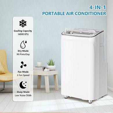 ANIXOL 14,000 BTU Portable AC, 3-in-1 Dehumidifier Fan, Quiet Sleep, Remote, 24H Timer, Window Kit