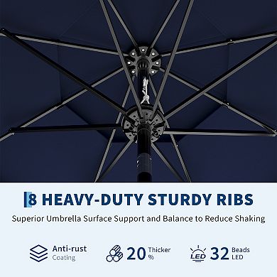 10Ft 3 Tier Patio Umbrella Table Umbrella with Push Button Tilt Umbrella 8 Sturdy Ribs