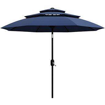 10Ft 3 tier Patio Umbrella Table Umbrella with Push Button Tilt Umbrella 8 Sturdy Ribs