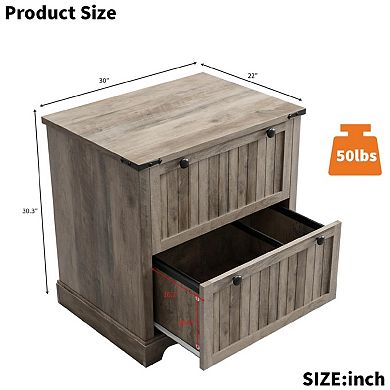 Farmhouse Lateral File Cabinet with 2 Drawers and Hanging File Storage