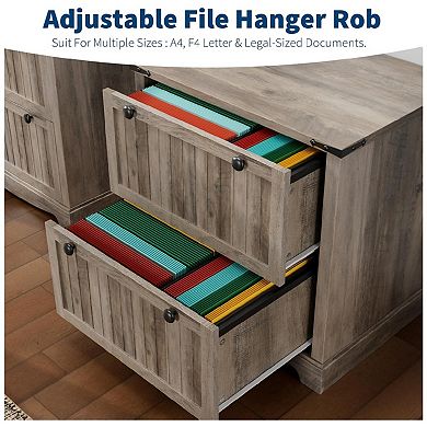 Farmhouse Lateral File Cabinet with 2 Drawers and Hanging File Storage