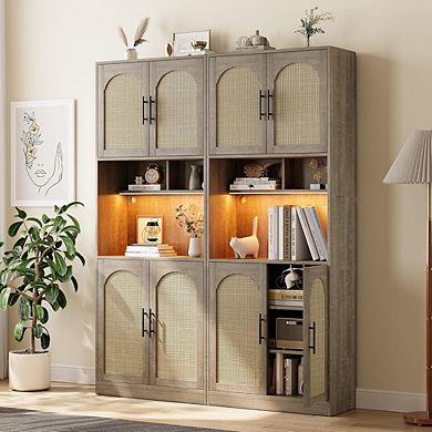 Pantry Cabinet with Countertop and LED Light Strip