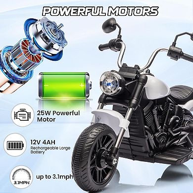 ANIXOL 12V Kids Electric Ride-On Motorcycle with Headlight