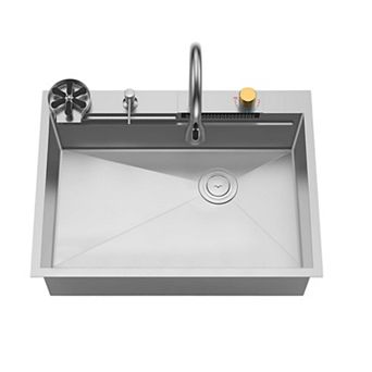 Kitchen Sinks and Faucet Combo 304 Stainless Steel Handmade Modern Kitchen Sink 30x22 x9 in Silver