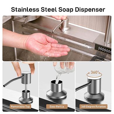 Kitchen Sinks and Faucet Combo 304 Stainless Steel Handmade Modern Kitchen Sink 30x22 x9in Silver