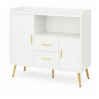 Farmhouse Kitchen Microwave Cabinet with Storage and Display