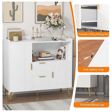 Farmhouse Kitchen Microwave Cabinet with Storage and Display