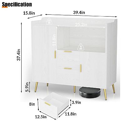 Farmhouse Kitchen Microwave Cabinet with Storage and Display