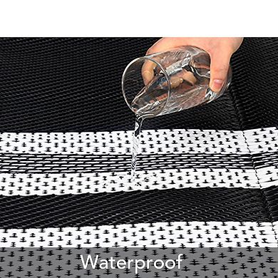 ANIXOL Foldable Outdoor Rug, Waterproof Reversible Mat, Modern Border Design