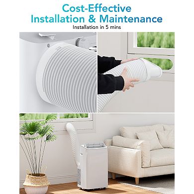 ANIXOL 12,000 BTU Portable AC, 4-in-1 Cool Fan Dehumidify Sleep, Remote, Install Kit