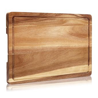 ANIXOL Acacia Wood Cutting Board with Juice Groove & Side Handles, 18" x 12"